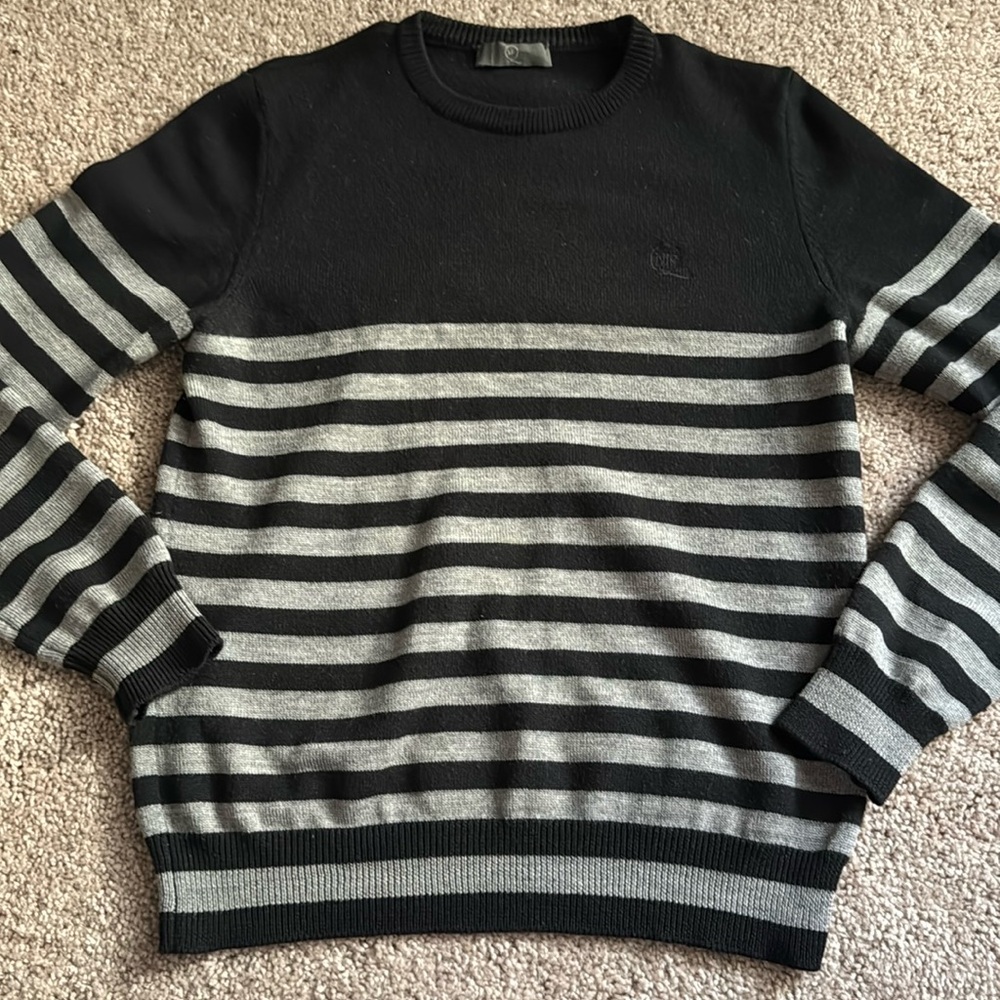 Alexander McQueen Black and Gray Striped Sweater